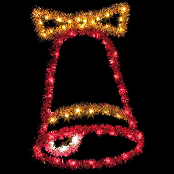 4' Metallic Bell LED C7 Lights Pole Mount Decoration