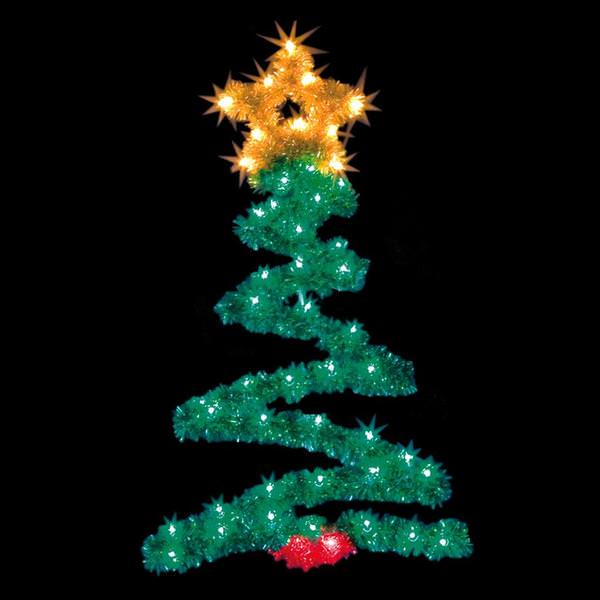 4' Metallic Zig Zag Tree LED C7 Lights Pole Mount Decoration