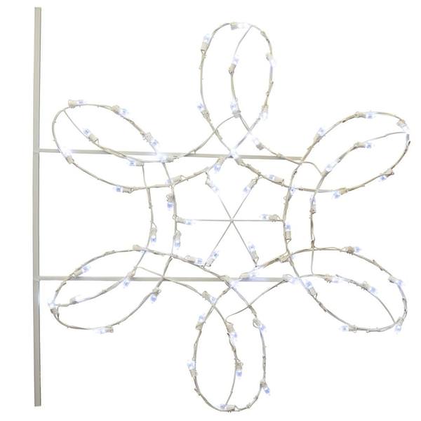 66 Light 4.5' Pure White C7 LED Double Spiral Snowflake Pole Decoration