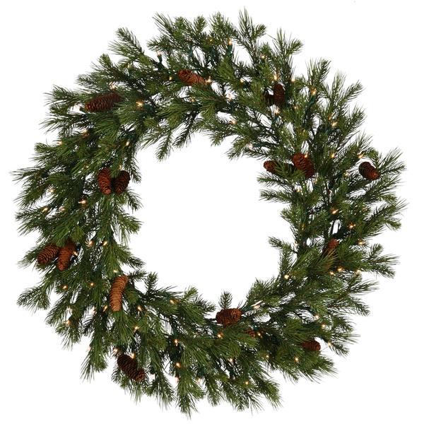 30" Artificial Sau Creek Pine Wreath 50 Clear Lights