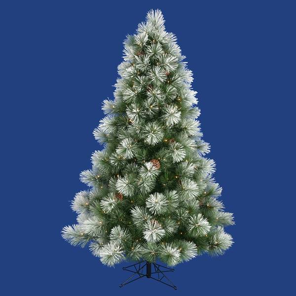 7.5' x 54" Artificial Flocked Scotch Pine 450 Clear Lights