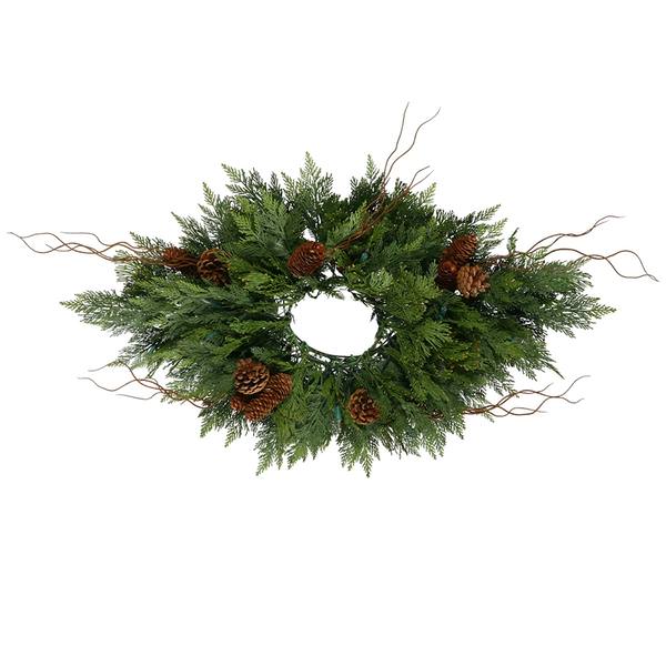 32" Cedar Twig Candle Ring Centerpiece