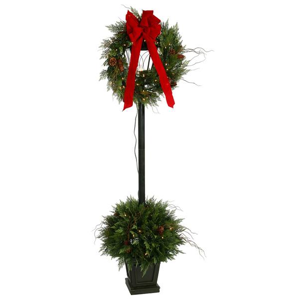 78" Artificial Cedar Pine Twig Lantern 100 Clear DuraLit Miniature Lights