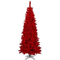 Vickerman 3' x 26" Flocked Red Spruce 100 Red Lights