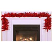 Vickerman 9' x 14" Artificial Flocked Red Spruce Garland 70 Red Lights