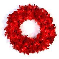 Vickerman 24" Artificial Flocked Red Spruce Wreath 50 Red Lights