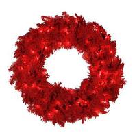 Vickerman 48" Artificial Flocked Red Spruce Wreath 150 Red Lights
