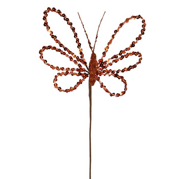 7.5" Artificial Copper Sequin Butterfly Pick