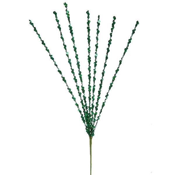 24" Dark Green Sequin Spray