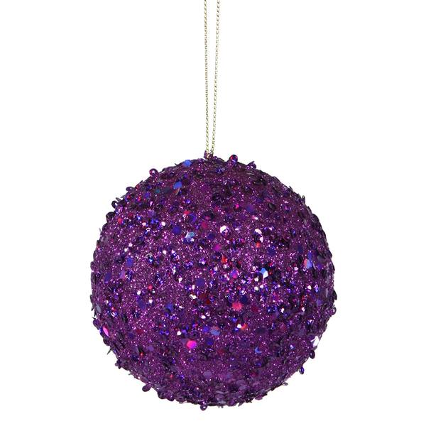 4" Purple Jewel Ball Ornament