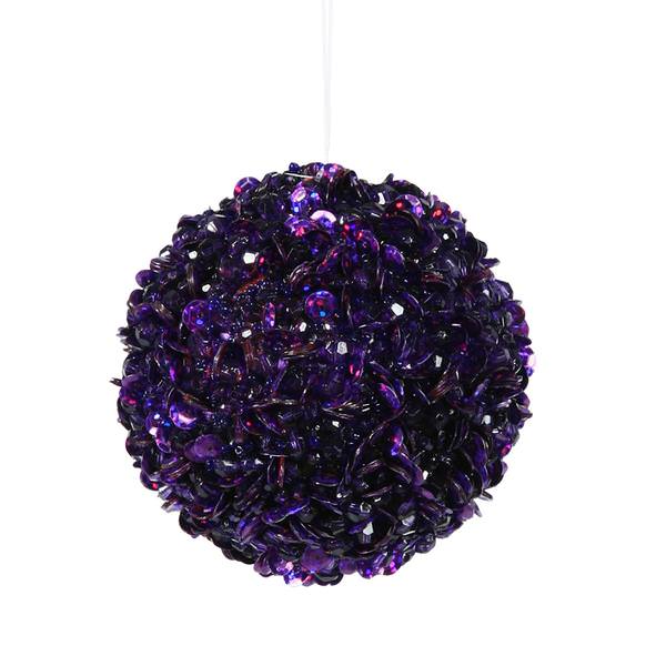 4.3" Purple Sequin Ball Ornament