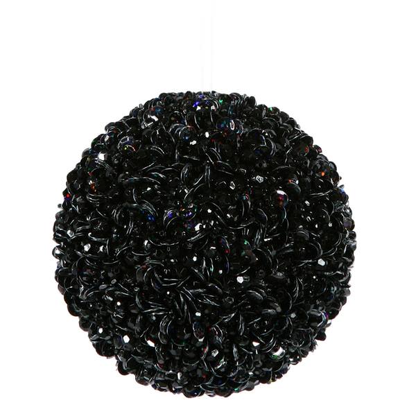 4.3" Black Sequin Ball Ornament