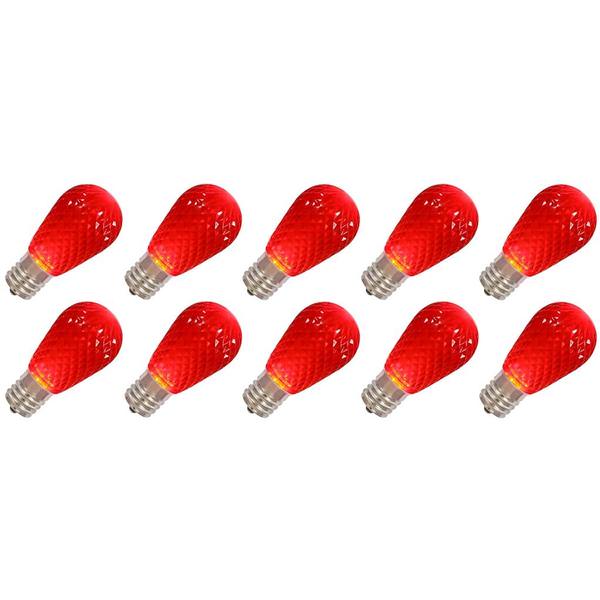 .96 watt 120 volt S14 Medium Screw Base Red Faceted LED (10 pack)