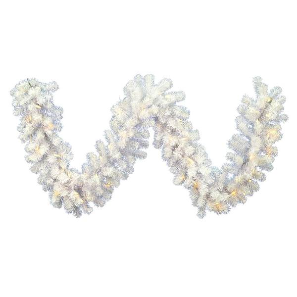 9' x 12" Artificial Crystal White Spruce Garland 50 Warm White Italian LED Lights