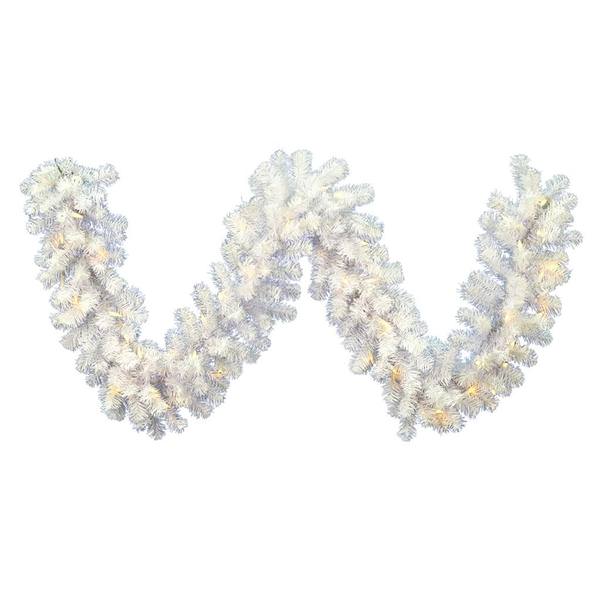 Vickerman 9' x 12 Crystal White Garland 50led Warm White