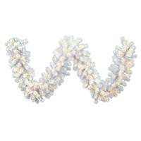 Vickerman 9' x 12" Artificial Crystal White Spruce Garland 50 Warm White Italian LED Lights