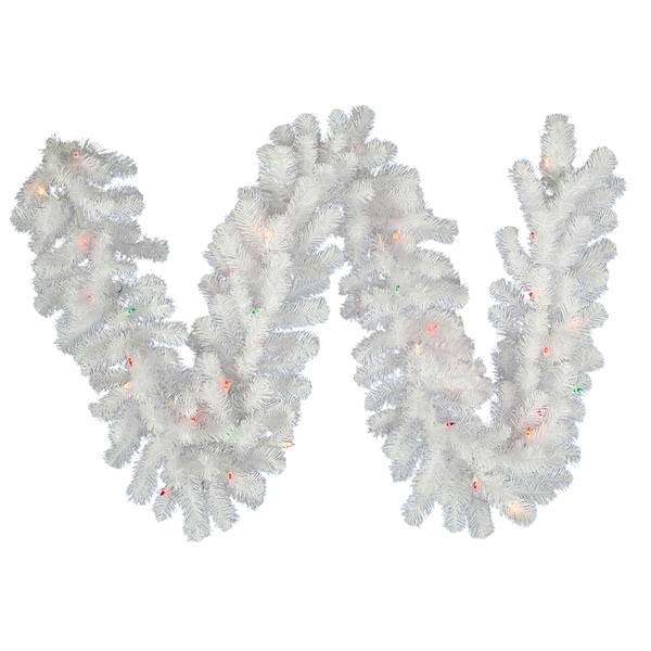 9' x 12" Artificial Crystal White Spruce Garland 50 Multi-Color Italian LED Lights