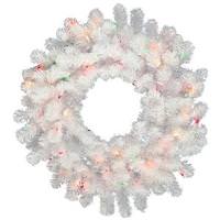 Vickerman 24" Artificial Crystal White Spruce Wreath 50 Warm White Italian LED Lights