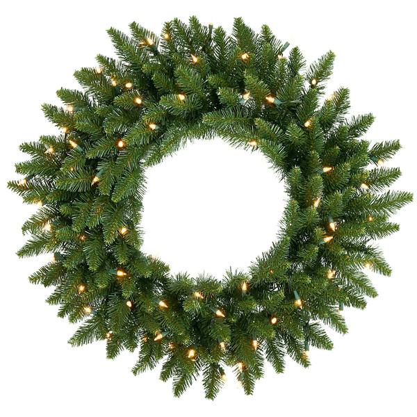 24" Artificial Camdon Fir Wreath 50 Warm White Italian LED Lights