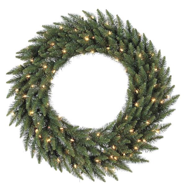 36" Artificial Camdon Fir Wreath 100 Warm White Italian LED Lights