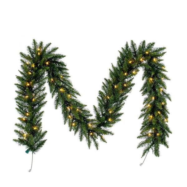 9' x 12" Artificial Camdon Fir Garland 50 Warm White Italian LED Lights