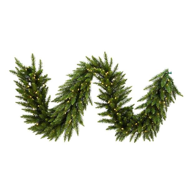 9' x 20" Artificial Camdon Fir Garland 150 Warm White Italian LED Lights