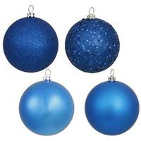 View 2.4" Blue 4 Assorted Finish Ball Ornament (60 pack)