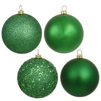 View 2.4" Green 4 Assorted Finish Ball Ornament (60 pack)