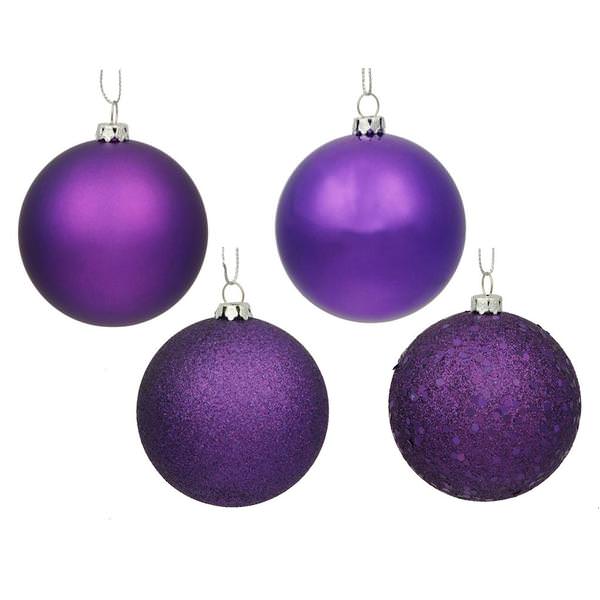2.4" Purple 4 Assorted Finish Ball Ornament (60 pack)