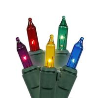 View 50 Light 16' Green Wire Multi-Color Miniature String with 4" Spacing