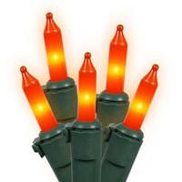 View 50 Light 16' Green Wire Orange Miniature String with 4" Spacing