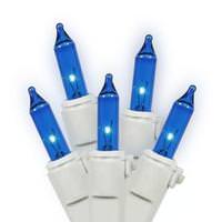 View 50 Light 16' White Wire Blue Miniature String with 4" Spacing