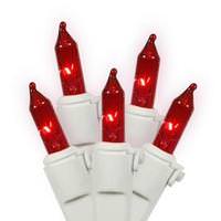 View 50 Light 16' White Wire Red Miniature String with 4" Spacing