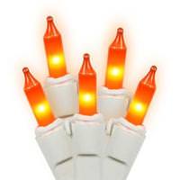 Vickerman 50 Light 16' White Wire Orange Miniature String with 4" Spacing