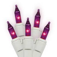 Vickerman 100 Light 33' White Wire Purple Miniature String with 4" Spacing
