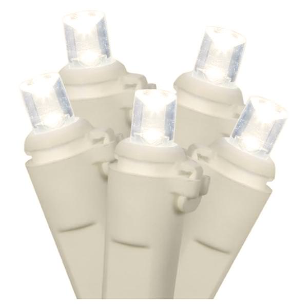 9' 20 Light White Wire Warm White Battery Operated LED Miniature String with 5.5" Spacing