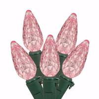 Vickerman 70 Light 35' Green Wire Pink LED C6 String with 6" Spacing