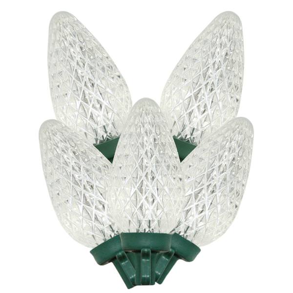 25 Light 16' Green Wire Pure White LED C9 String with 8" Spacing