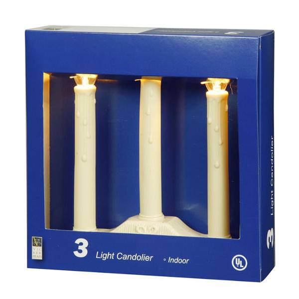 C7 Clear 3 Light Ivory Candolier