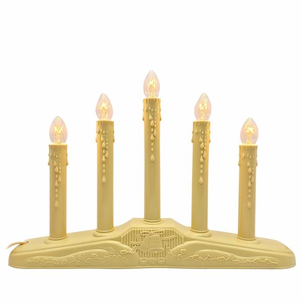 C7 Clear 5 Light Ivory Candolier