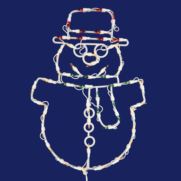 16" x 18" Snowman Window Decor 50 Multi-Color Miniature Lights