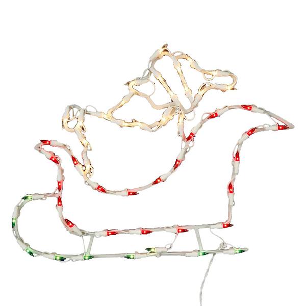 16" x 18" Santa Sleigh Window Decor 50 Multi-Color Miniature Lights