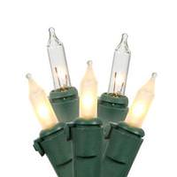Vickerman 100 Light 33' Green Wire Clear / Frosted White Miniature String with 4" Spacing