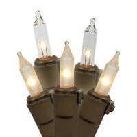 View 100 Light 33' Brown Wire Clear / Frosted White Miniature String with 4" Spacing