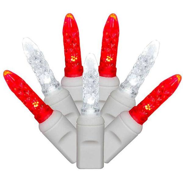 70 Light 9' White Wire Red / Pure White LED Icicle Light String