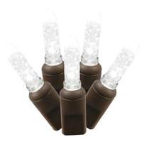 View 70 Light 9' Brown Wire Pure White LED Icicle Light String with 3.5" Spacing