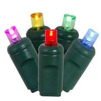 Vickerman 70 Light 9' Green Wire Multi-Color Wide Angle LED Icicle String with 3.5" Spacing