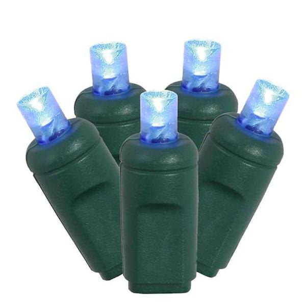70 Light 9' Green Wire Blue Wide Angle LED Icicle String with 3.5" Spacing