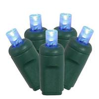 Vickerman 70 Light 9' Green Wire Blue Wide Angle LED Icicle String with 3.5" Spacing