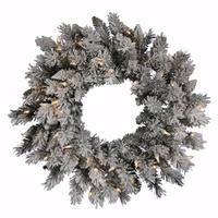 Vickerman 24" Artificial Flocked Sugar Pine Wreath 50 Clear Lights